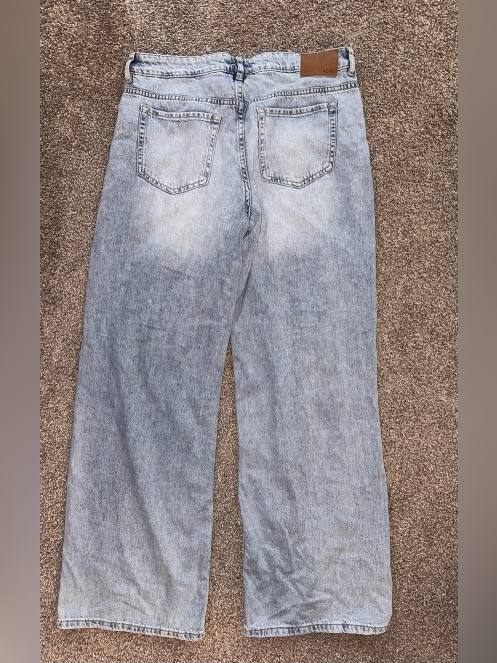 Aeropostale Baggy Light Blue Distressed Wide-Leg Jeans - Picture 4 of 8
